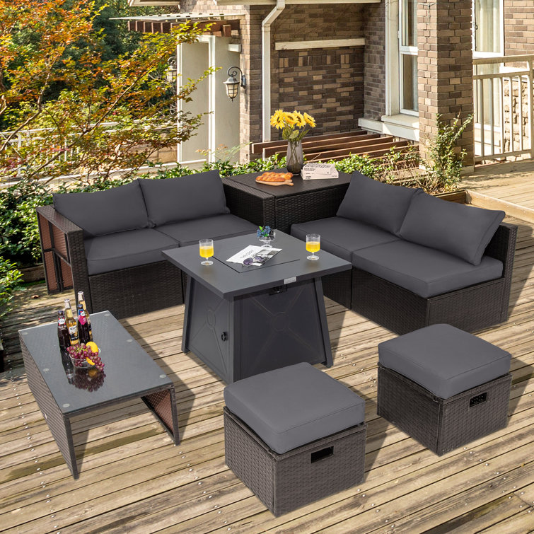 Black rattan outdoor discount couch